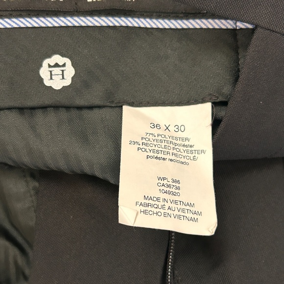 Haggar Dress Pants Mens 36x30 Black Classic Fit Cuffed Pleated Polyester Blend - Picture 6 of 7